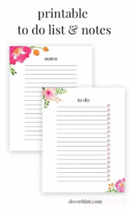 Free Printable Floral To Do List And Notes To Do List Free