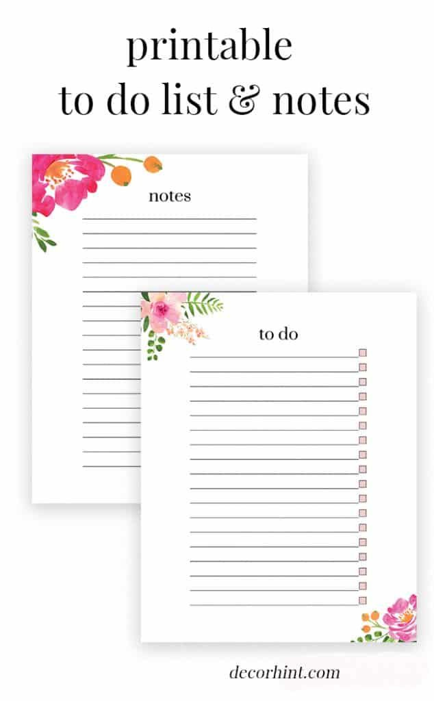 Free Printable Floral To Do List And Notes To Do List Free 