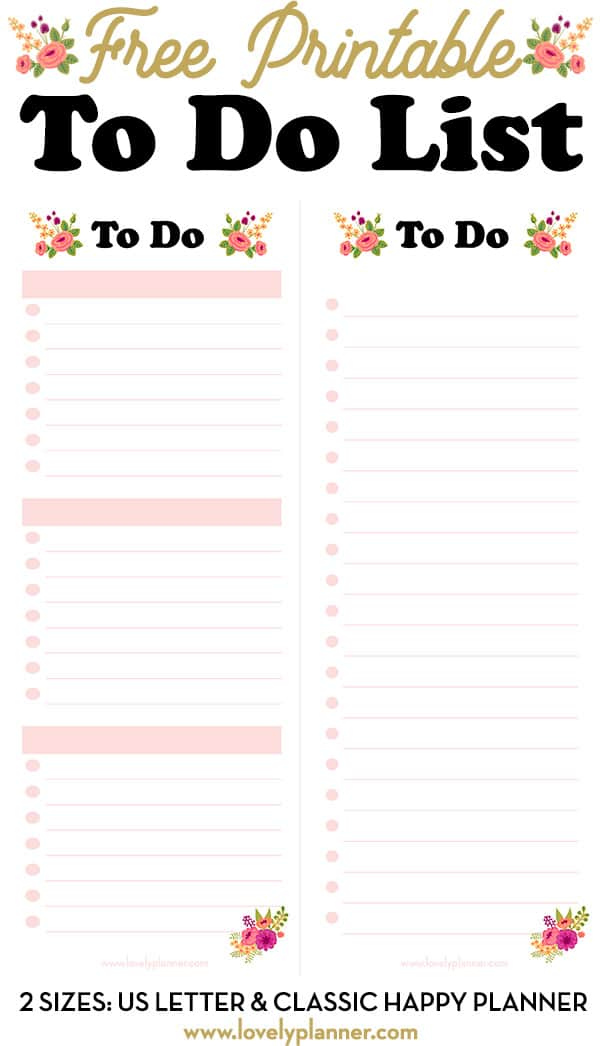 Free Printable Floral To Do List Half Sheet Lovely Planner