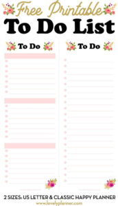 Free Printable Floral To Do List Planner Half Sheet Lovely Planner