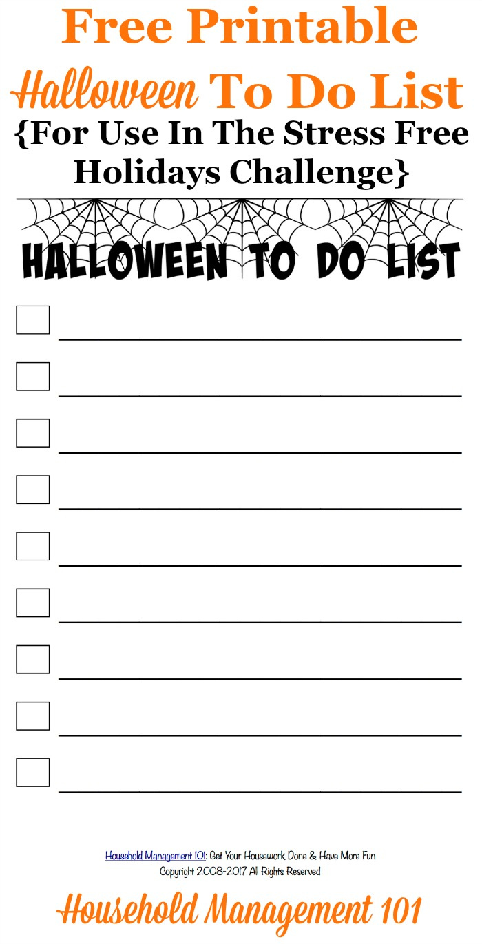 Free Printable Halloween To Do List