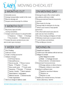 Free Printable Moving Checklist Personalized Moving Cards Moving