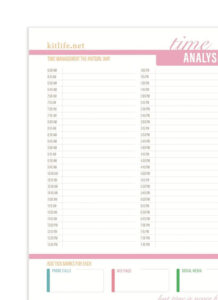 Free Printable Time Analysis Free Daily Planner Daily Planner