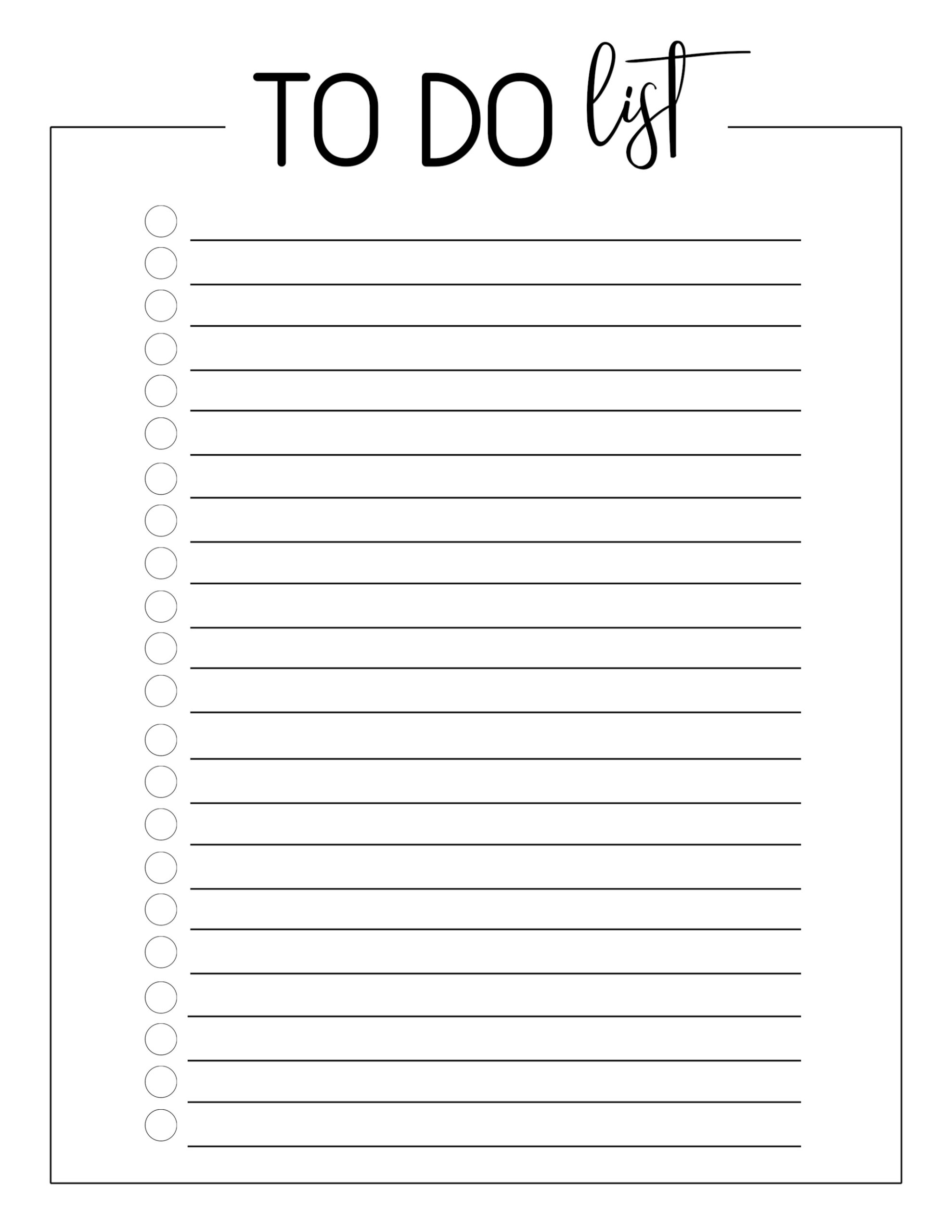 To Do List Format Free