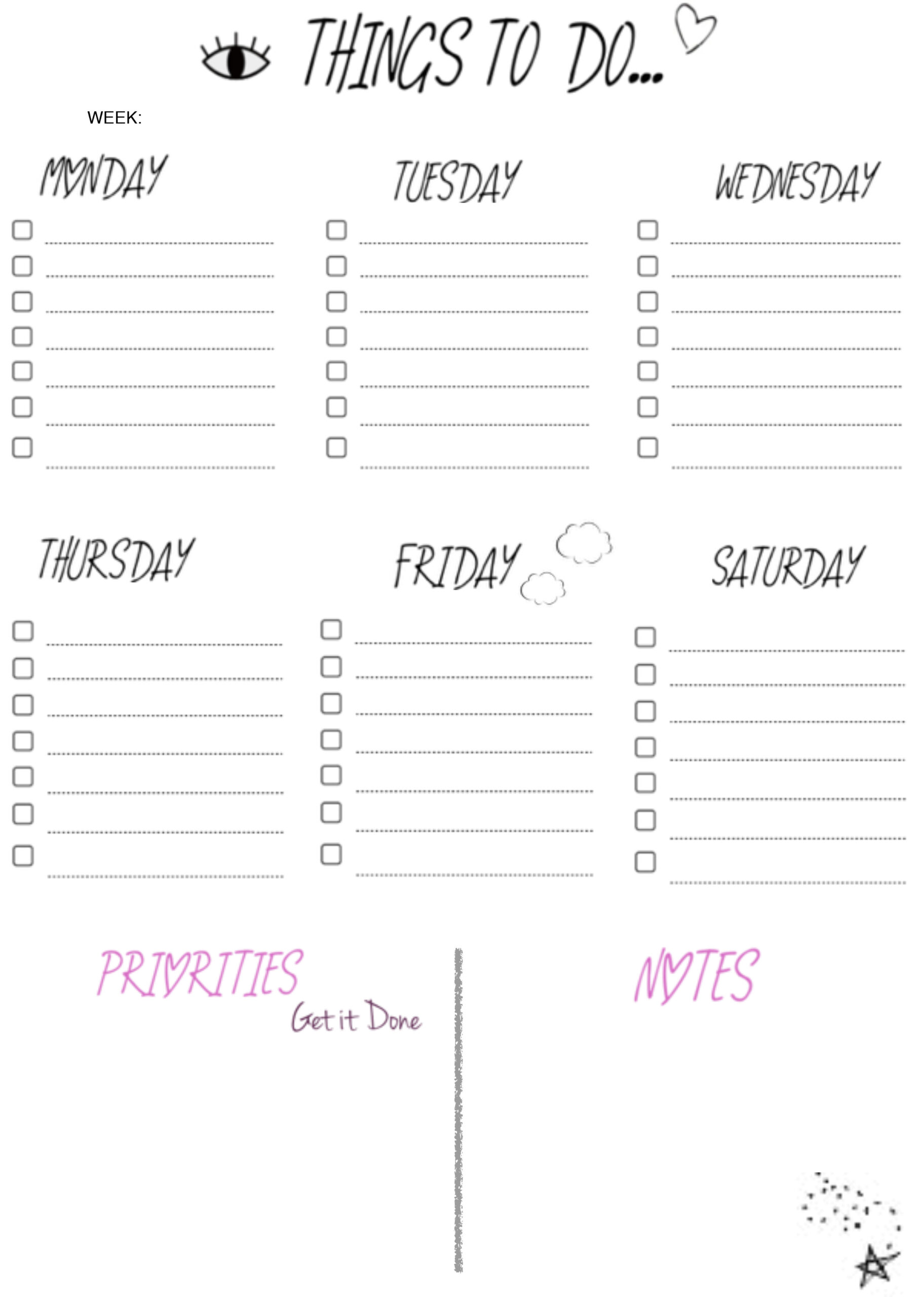 Printable To Do List For The Week
