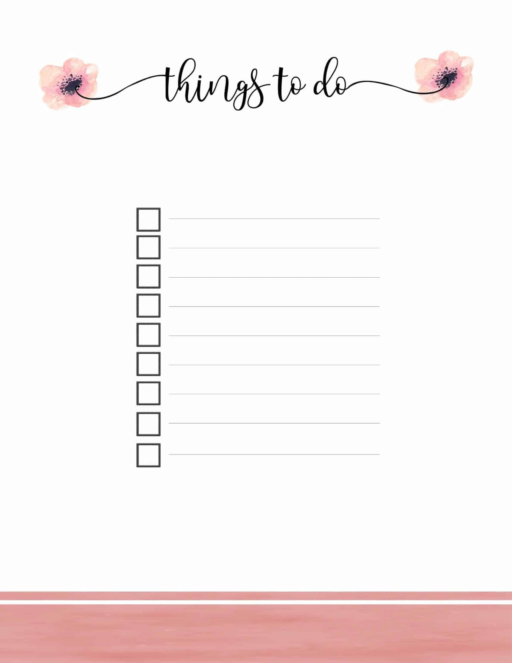 Things To Do List Printable