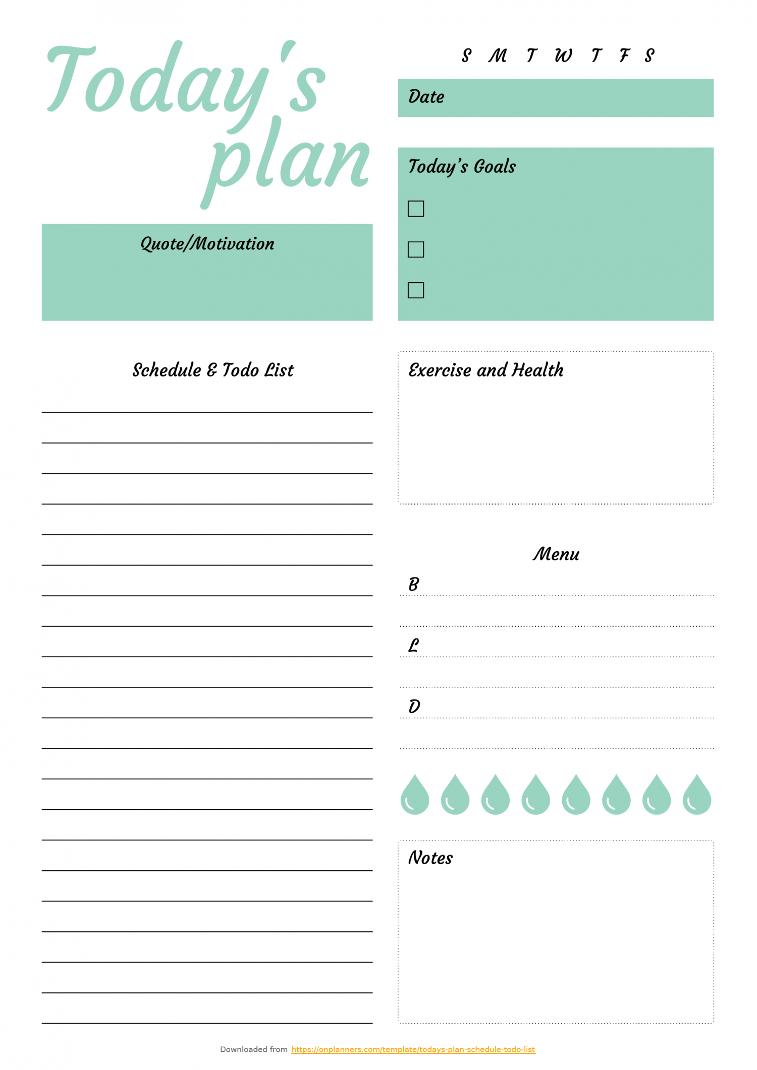 Free Printable Today s Plan With Schedule Todo List PDF Download