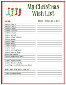 General Kids Wish List Printable General Kids Wish List PDF PDFs