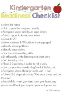 Getting Ready For Kindergarten Printable Checklist Kindergarten