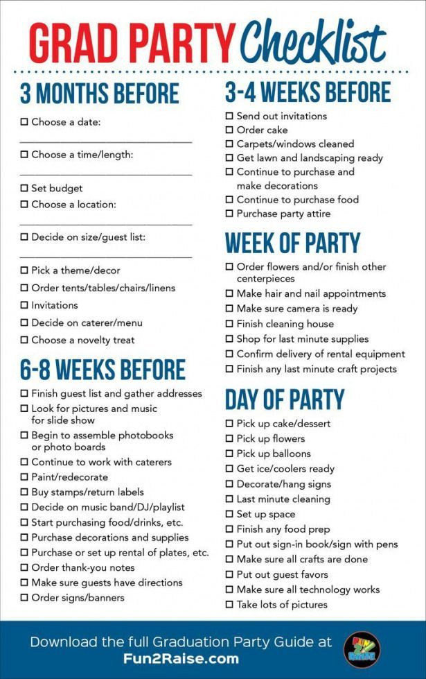 Grad Party Checklist highschoolgraduation high school graduation 