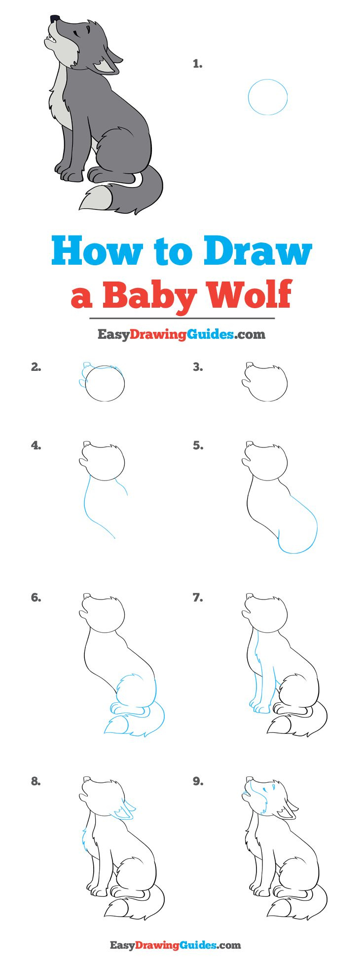 How To Draw A Baby Wolf Really Easy Drawing Tutorial Drawing 