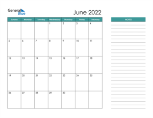June 2022 Calendar PDF Word Excel