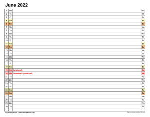 June 2022 Calendar Templates For Word Excel And PDF