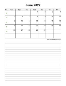 June 2022 Free Calendar Tempplate Free calendar template