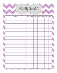 Just A Day in The Life Of Jen Weekly Checklist Printable