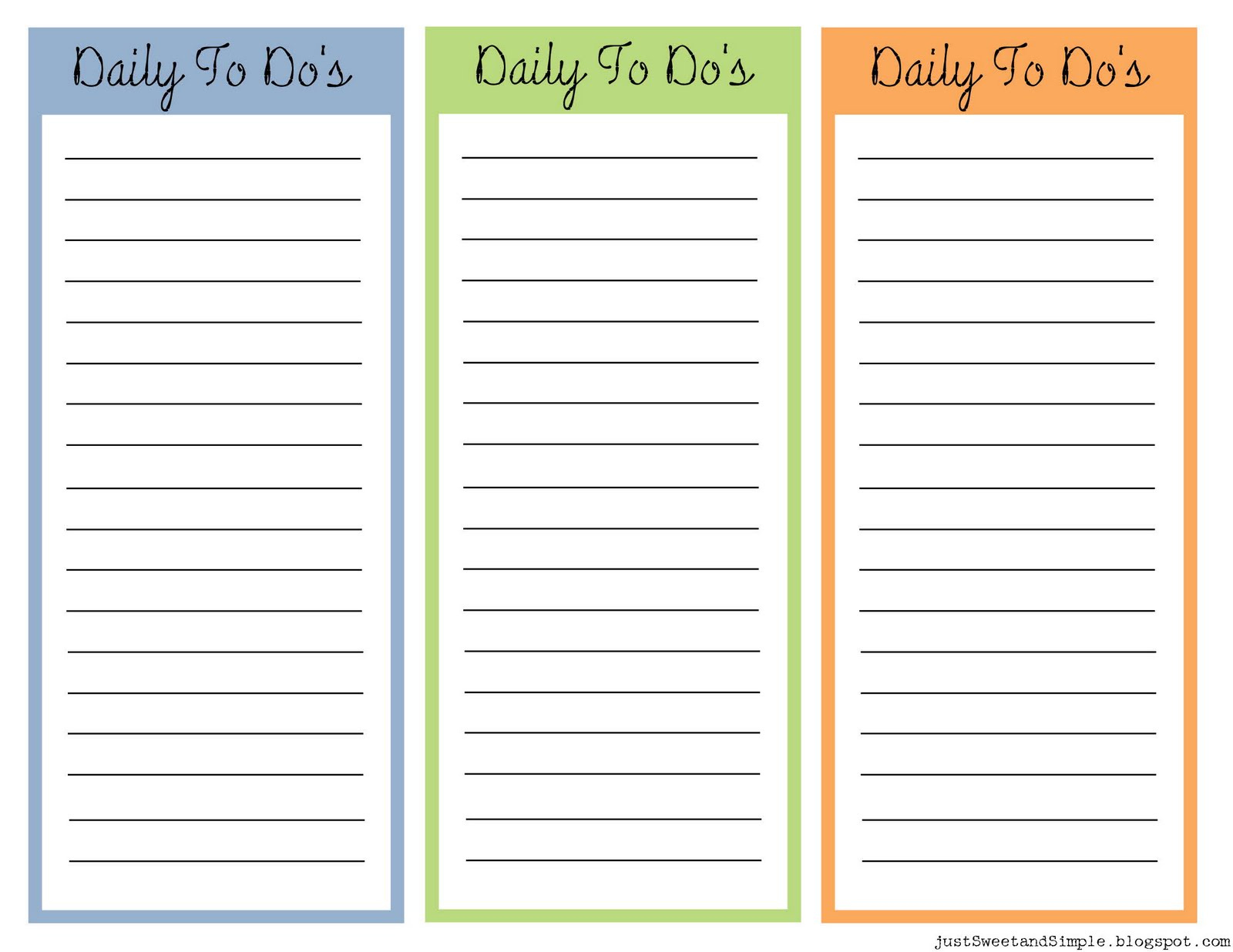 Just Sweet And Simple Printable Little Daily To Do List s