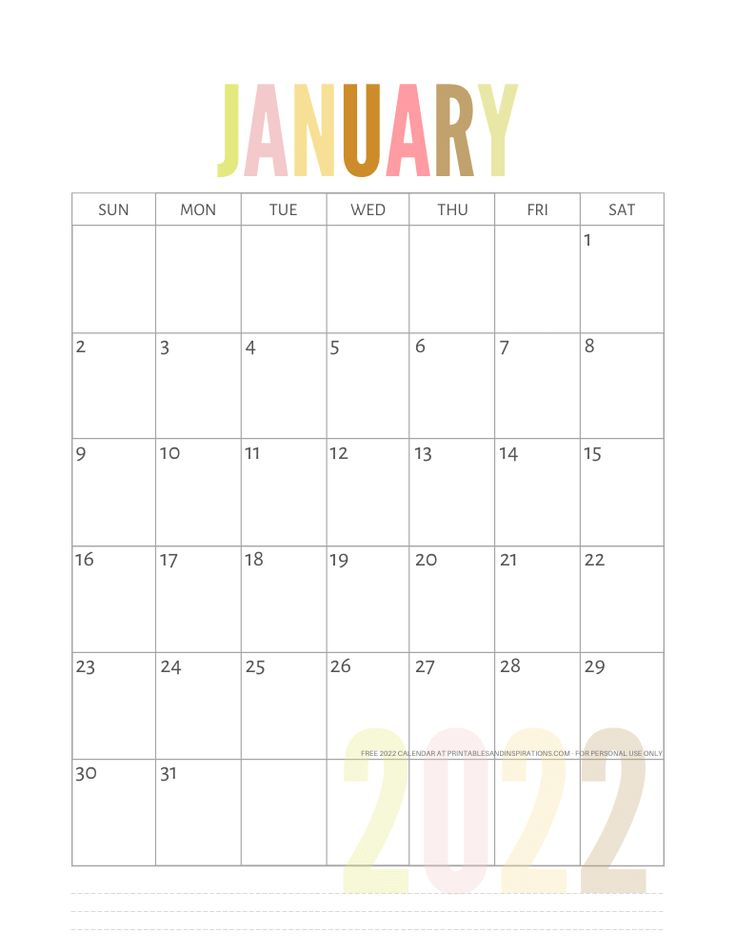 List Of Free Printable 2022 Calendar PDF Printables And Inspirations