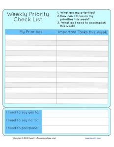 List Template Weekly Planner Printable Priorities List