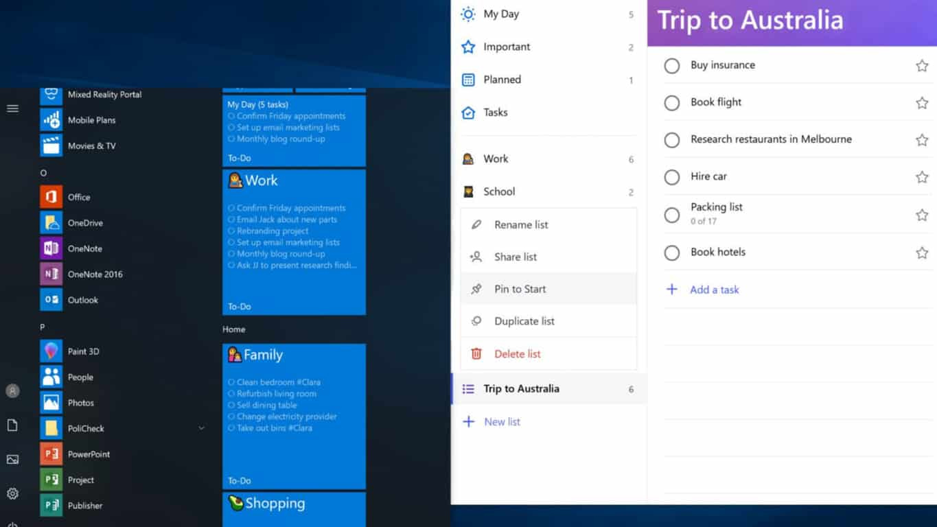 Microsoft To Do App Gains Pinnable Lists On Windows 10 Mobile And PC 