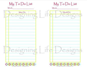 Mini Binder Printable To Do List Printable Four 5 5 X 8 5 Sheets