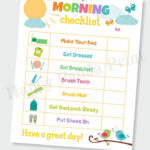 MORNING CHECKLIST Printable Morning Routine Checklist Morning Routine
