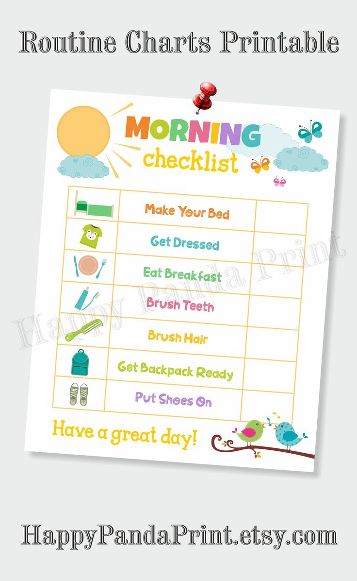 MORNING CHECKLIST Printable Morning Routine Checklist Morning Routine 