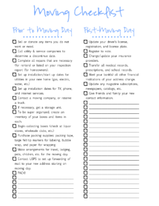 Moving Checklist pdf Moving Checklist Moving Tips Moving Day