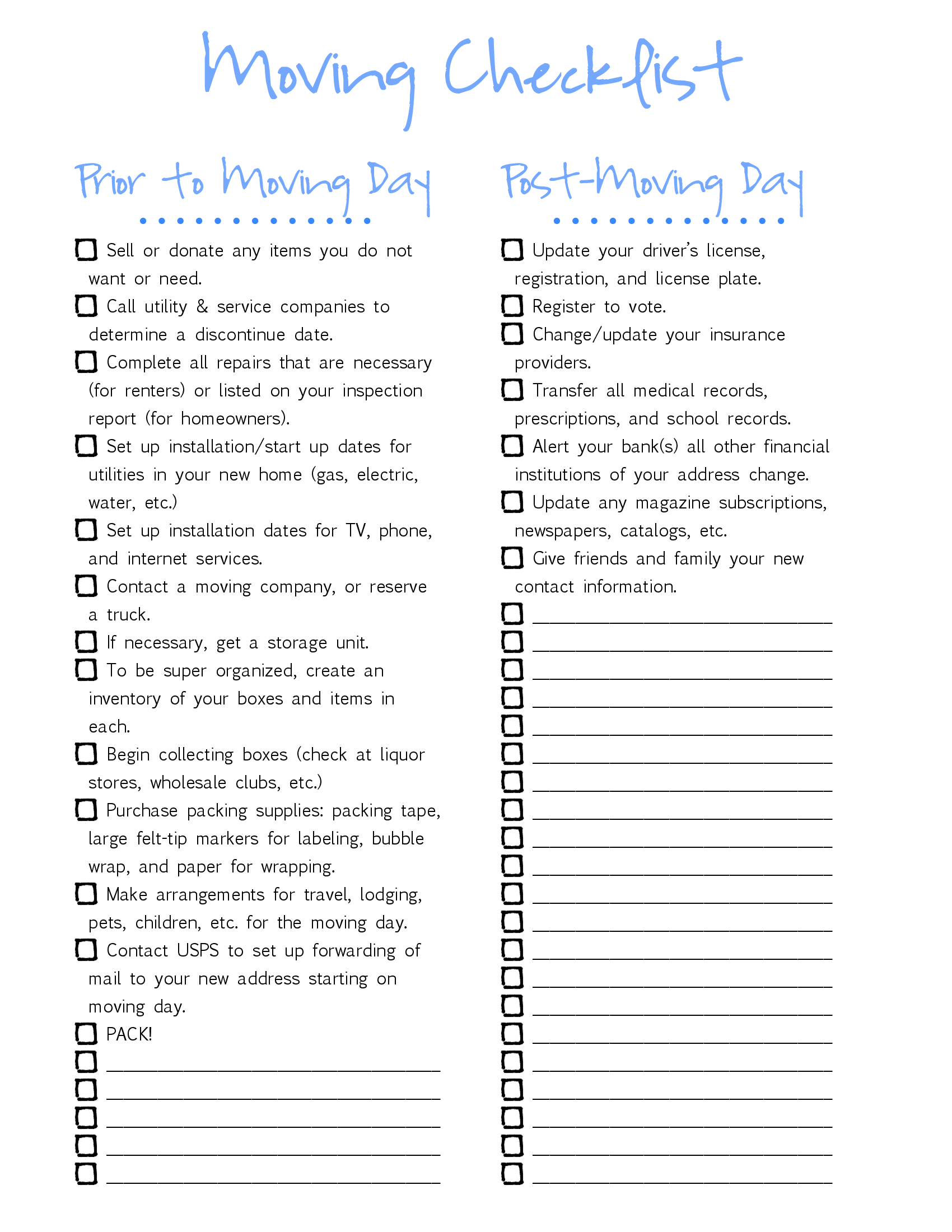 Moving Checklist pdf Moving Checklist Moving Tips Moving Day