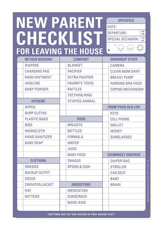 New Parent Checklist For Leaving House New Baby Products Baby Growth 
