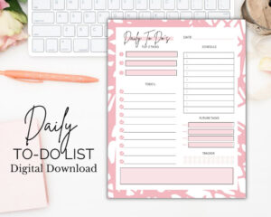 Pink Cute To Do List Aesthetic Daily Schedule Planner Etsy