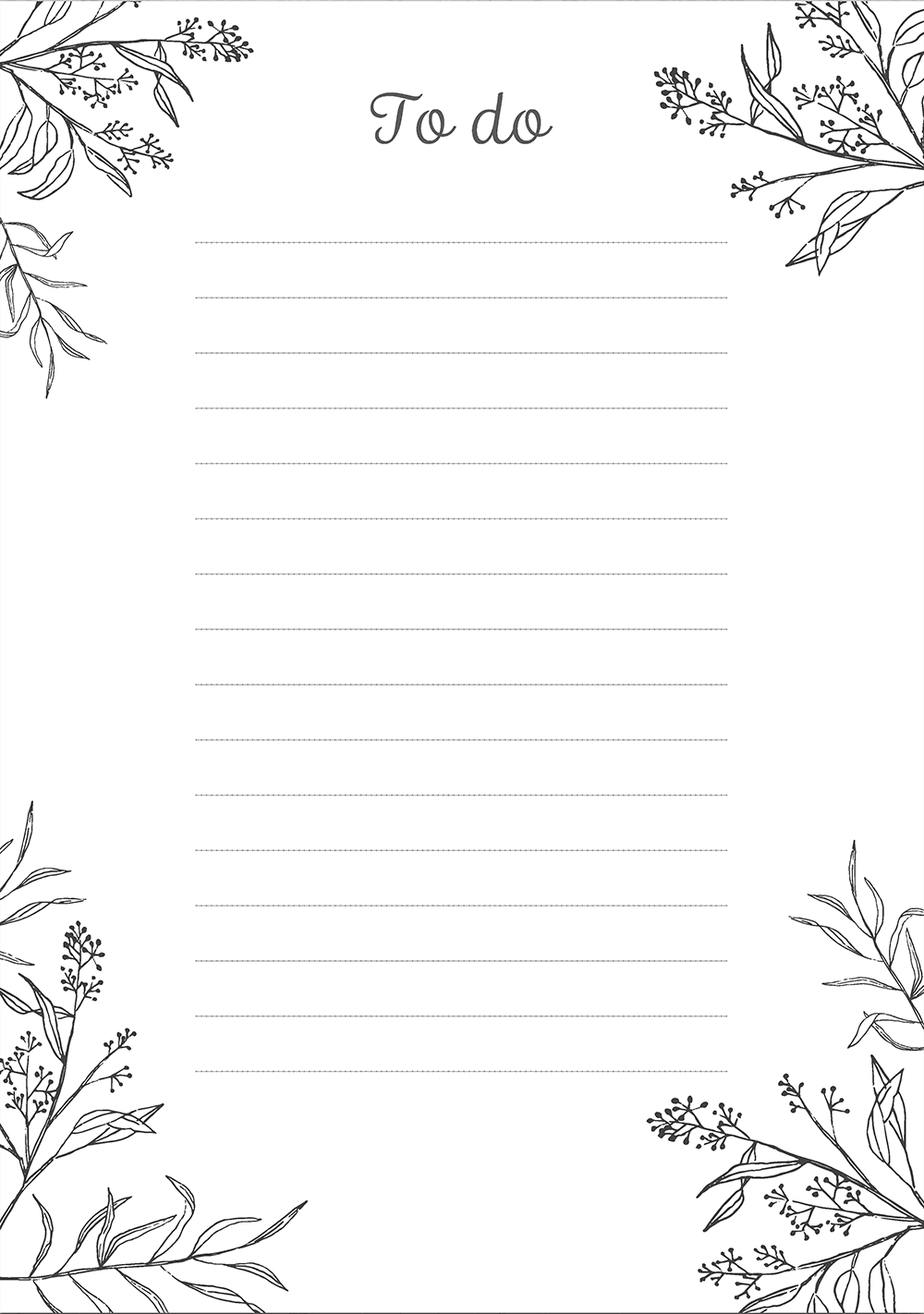 To Do List Template Printable Black And White