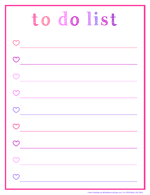 Pretty To Do List Pink Purple Ombre Printable What Mommy Does