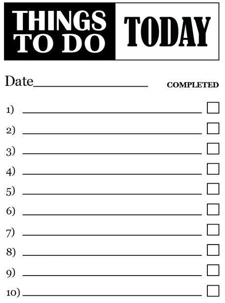 Things To Do Today List Printable