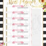 Printable Black White Floral Weekly Meal Planner For Happy Etsy