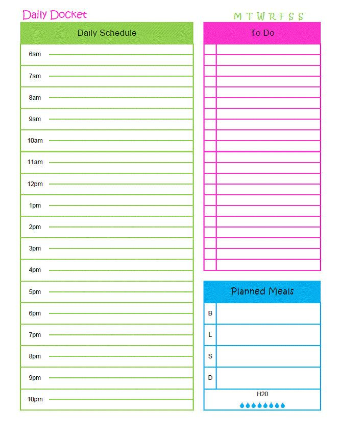 Printable Daily Docket Etsy Daily Planner Printable Daily Docket 