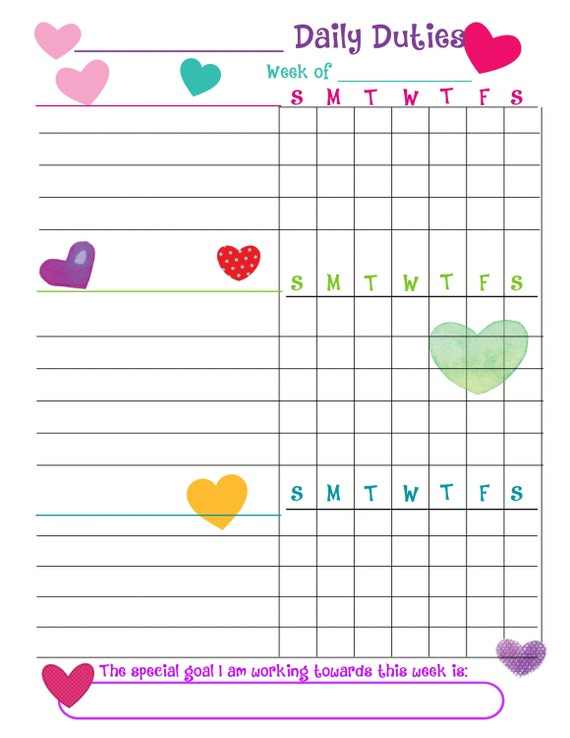 Printable Fill In The Blank To Do List Chore Chart Organizer Etsy