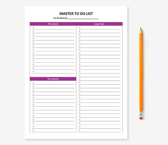 Printable Master To Do List