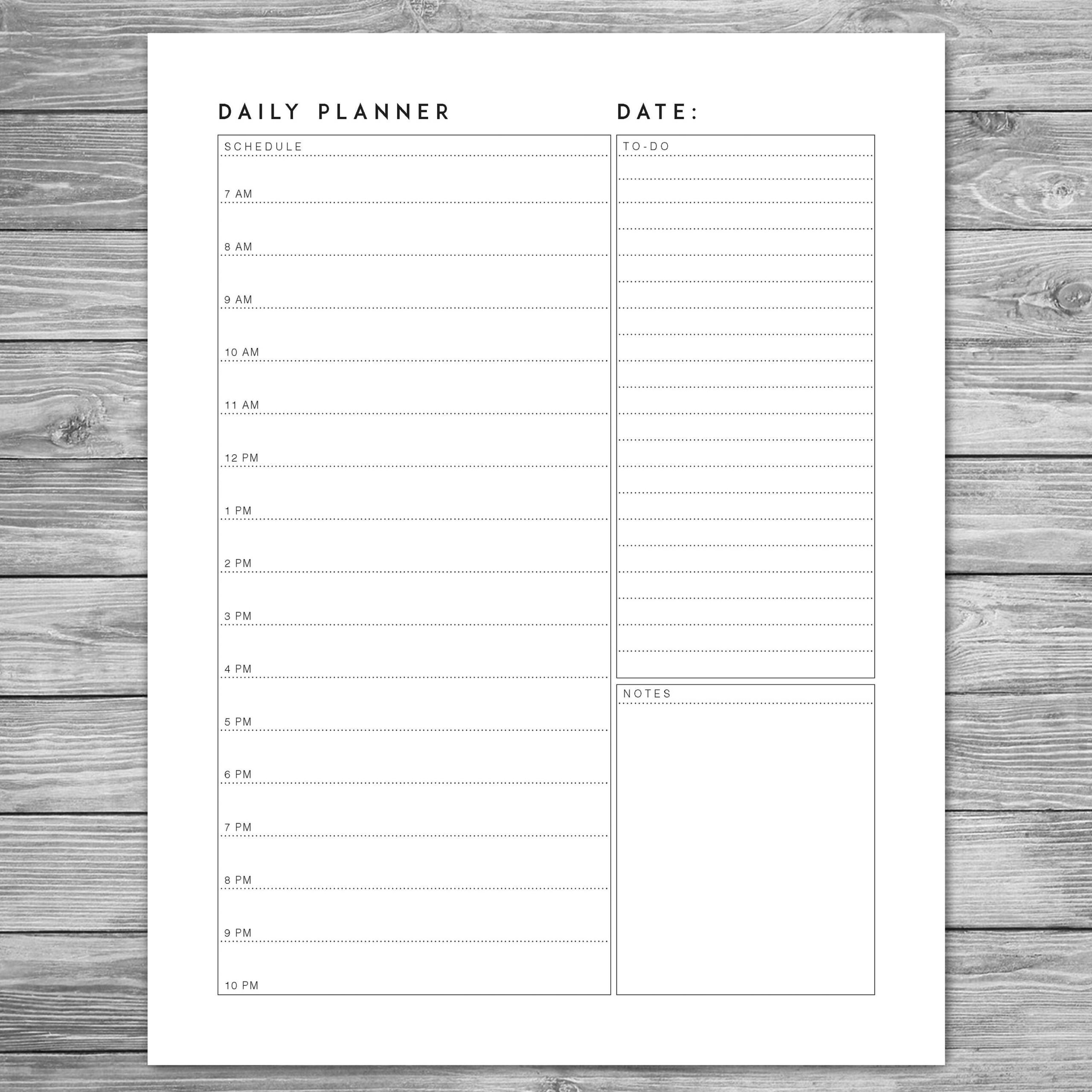 Printable Minimalist Daily Planner Daily Schedule Daily Etsy