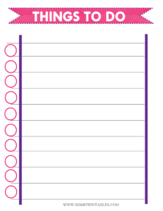 Printable Things To Do Chart Home Printables