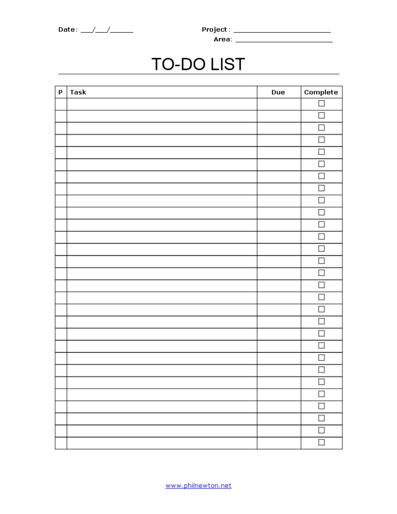 Printable To Do Checklist Templates At Allbusinesstemplates | To Do