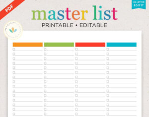 Printable To do List Editable Checklist Template Master Etsy In 2022