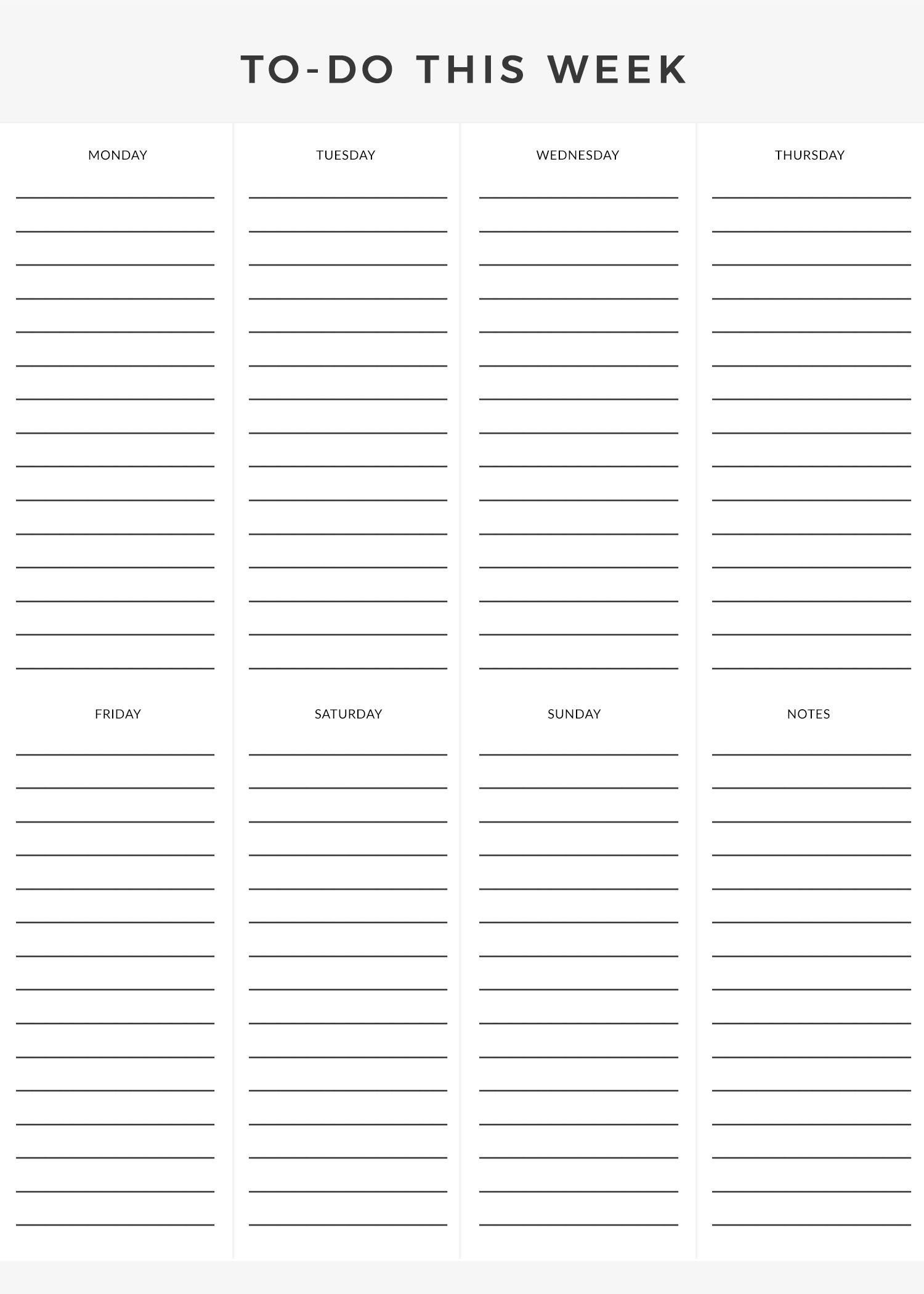 Free Printable Weekly To Do List