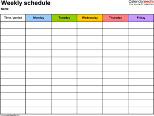 Printable Weekly Planner With Time Slots Calendar Inspiration Design