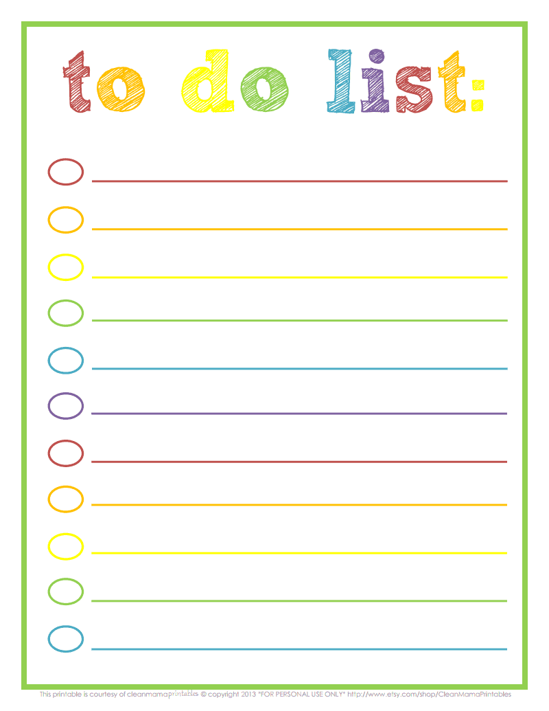 Rainbow To Do List Courtesy Of Clean Mama Printables pdf Google 
