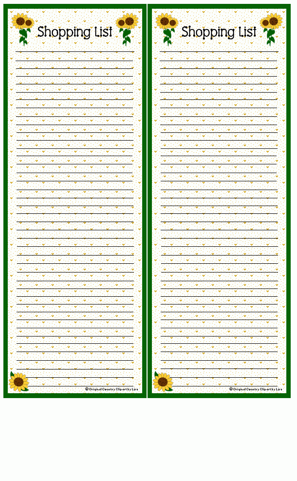 Shopping List Sunflowers Happy Planner Printables Printable 