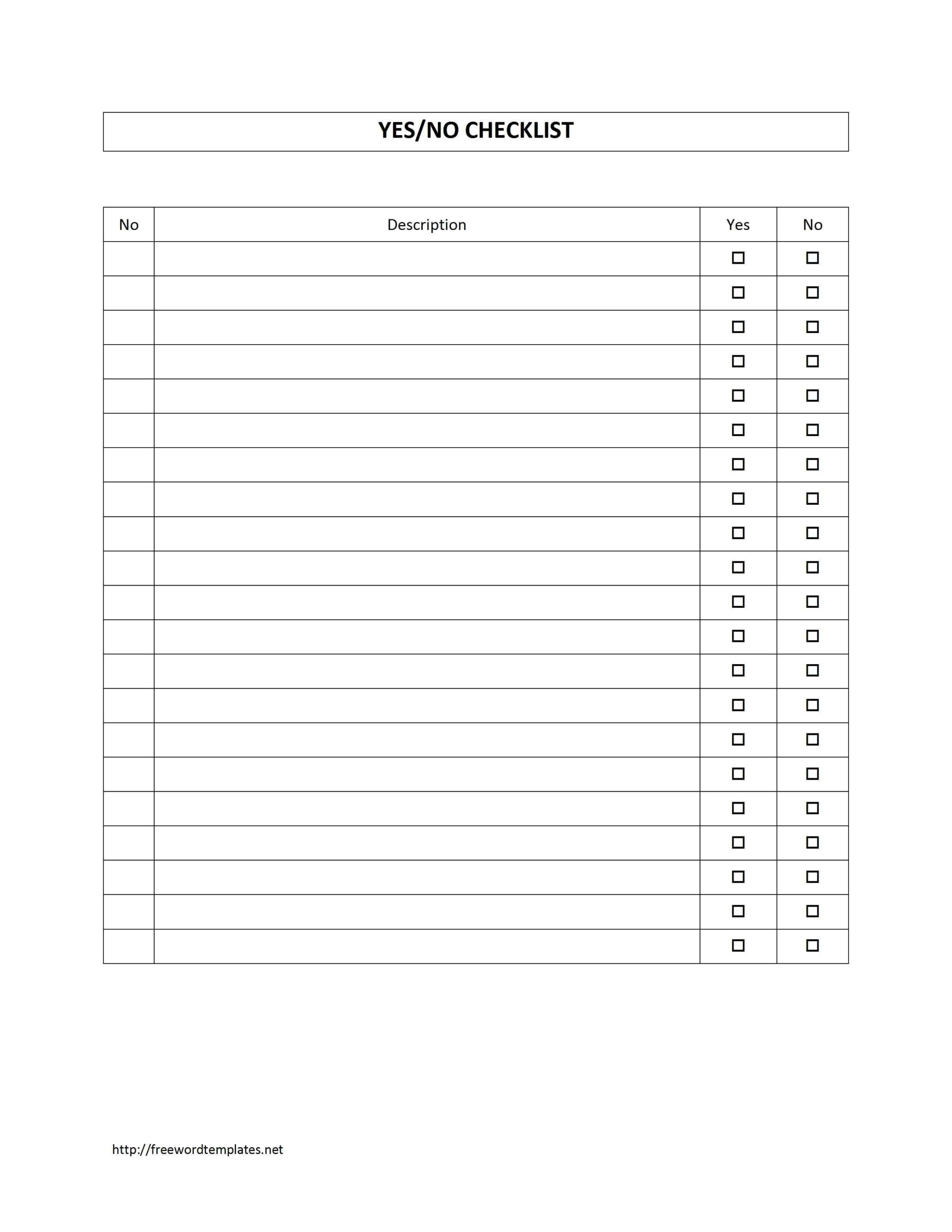Survey Sheet With Yes No Checklist Template Survey Template 
