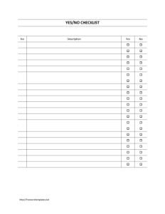 Survey Sheet With Yes No Checklist Template Survey Template