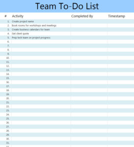 Team To Do List Template