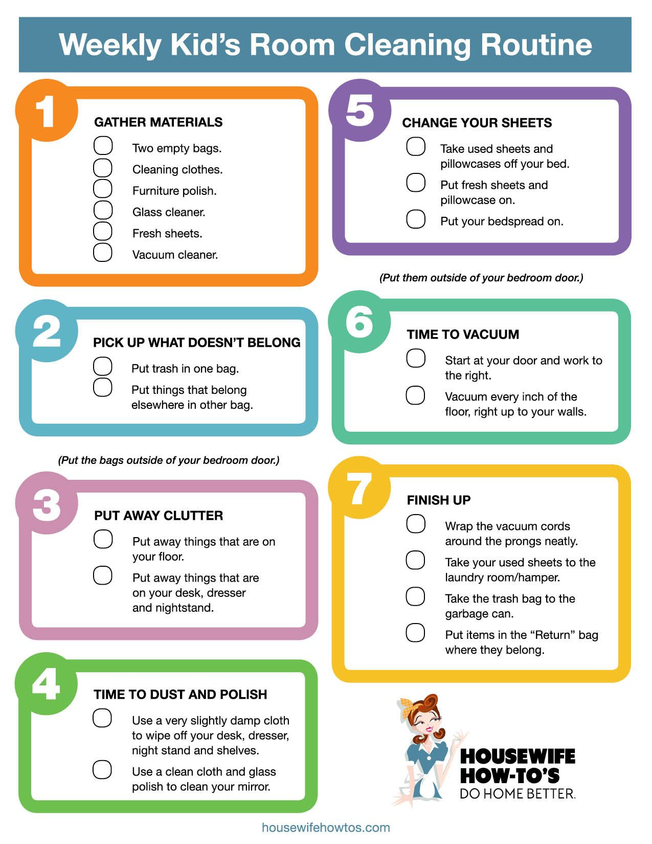 The Checklist That Shows Kids How To Clean Their Rooms Bedroom 