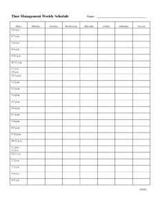 Time Management Weekly Schedule Template Daily Schedule Template